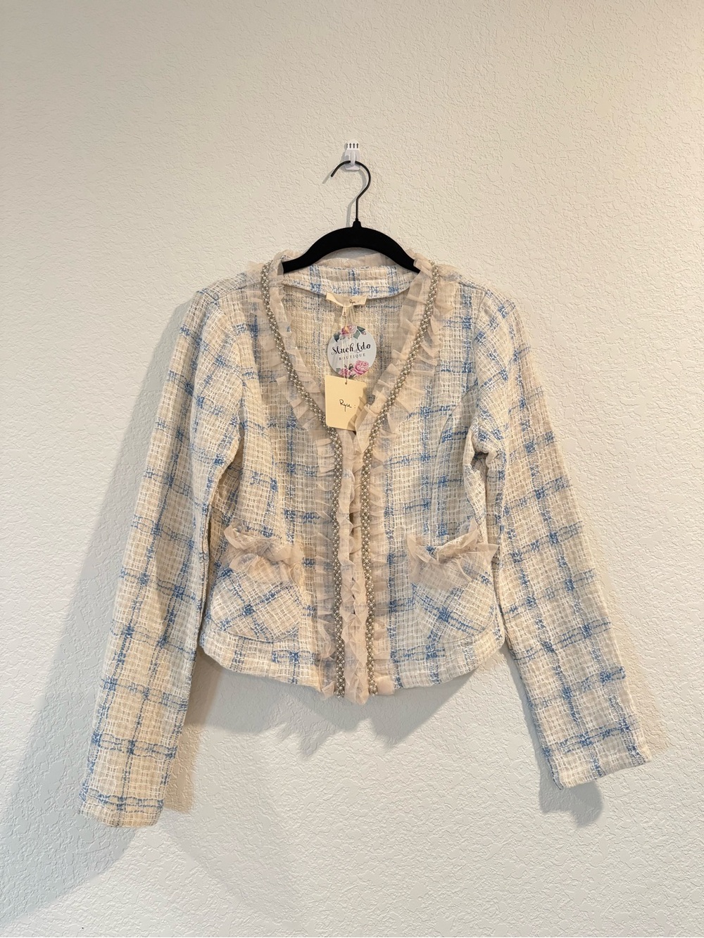 Blue & Cream Tweed Coco Jacket